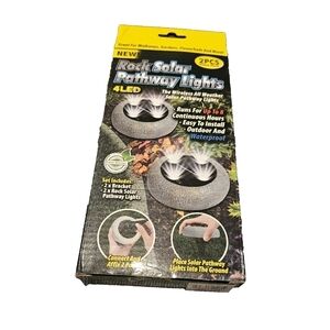 SOLAR ROCK Pathway Light 2 PACK All Weather Proof Led Wireless Lights BRAND NEW